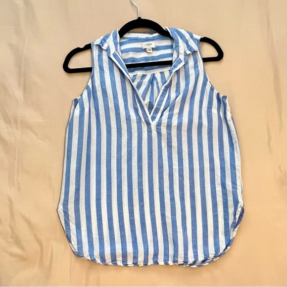 J. Crew Factory Tops - J. Crew striped linen-cotton sleeveless popover tunic top